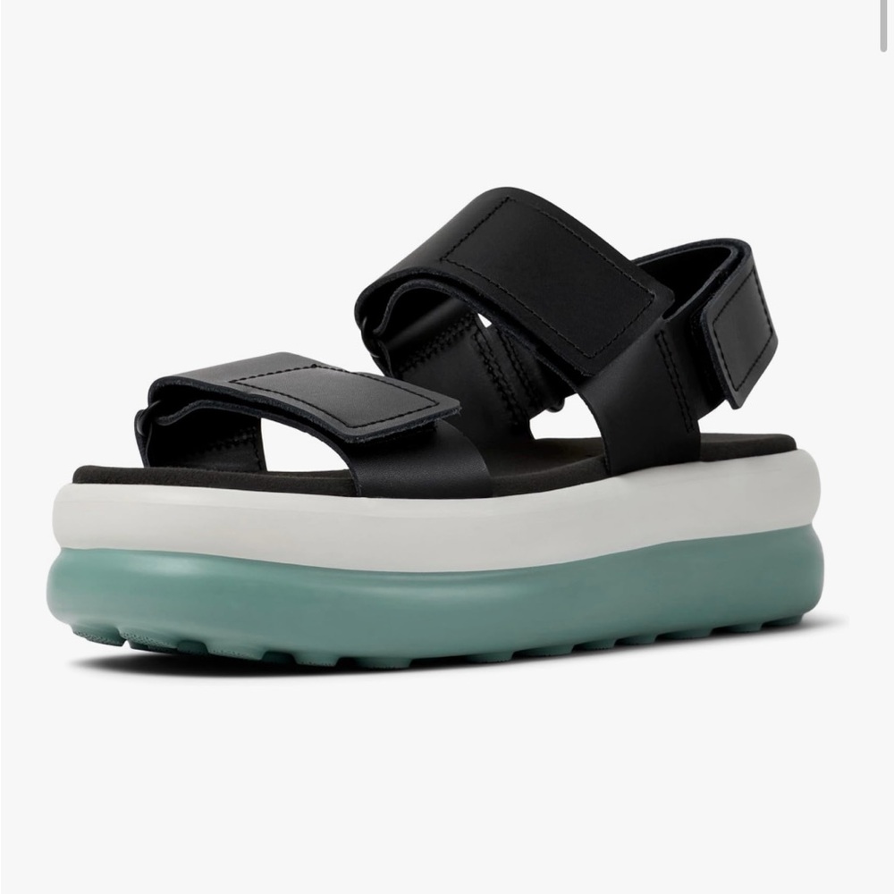 Camper Black and White Platform Sandals - Size 8.5